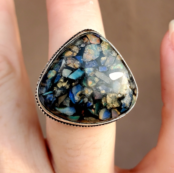 New Copper Ethiopian Opal 925 Silver Ring. - Picture 4 of 16